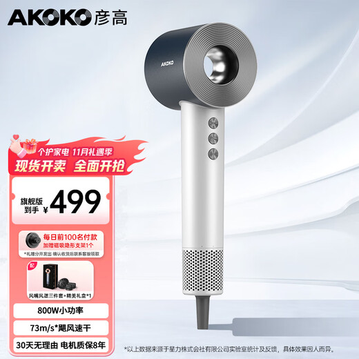 Yangao AKOKO Yangao hair dryer for home dormitory use for students 800w negative ion hair care high speed low power 500w gift birthday gift for women flagship version - Extreme Blue (800W)