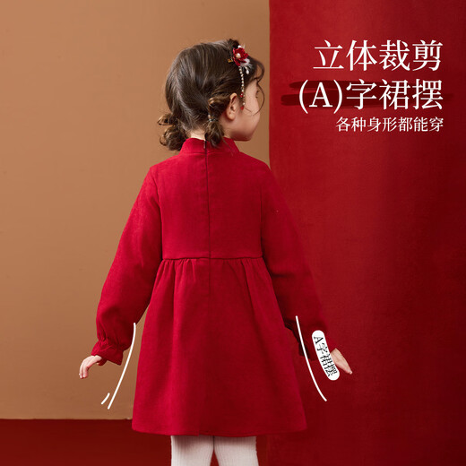 ASK JUNIOR New Year's wear children's girls' dress winter national style new Chinese style cheongsam princess dress fake two-piece dress