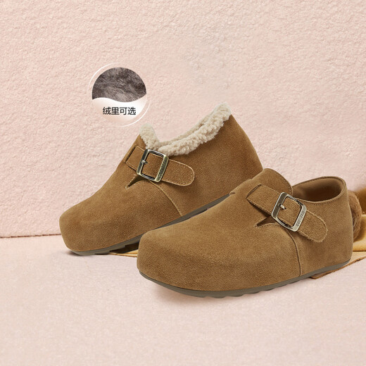 Best Picture 26 spring thick-soled Birkenstock shoes casual slip-on women's lazy shoes D3787AM6 camel velvet lining 37