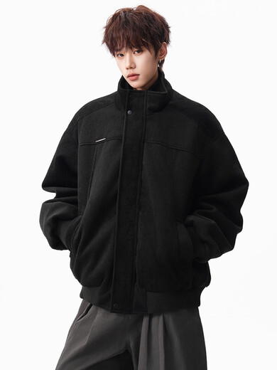 OEMG American fake two-piece woolen cotton jacket for men in autumn and winter, thickened warm velvet trendy brand versatile jacket, off-white XL recommended 110-130Jin Jin equals 0.5kg