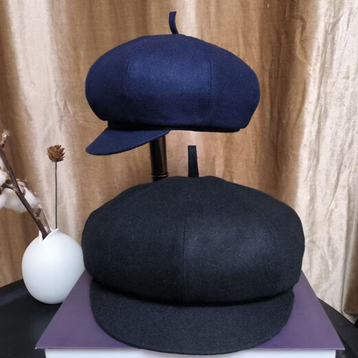 Shifansen (SHIFANSEN) pumpkin hat for middle-aged men, spring, autumn and winter hats for men, berets for middle-aged and elderly people, octagonal hats, pumpkin hats, gray with brim, no cotton inside, M small size 55-56c