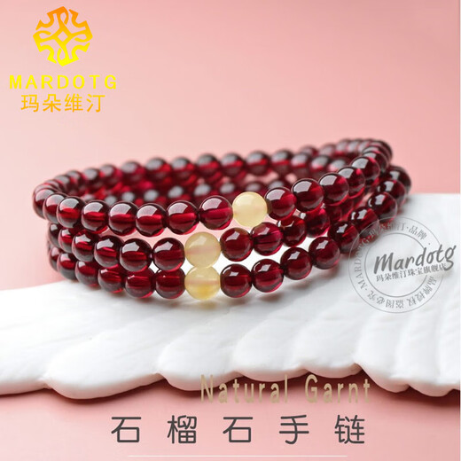 MARDOTG burgundy garnet bracelet for women with three circles and multiple circles crystal bracelet beeswax transfer bead gift three circles 5MM