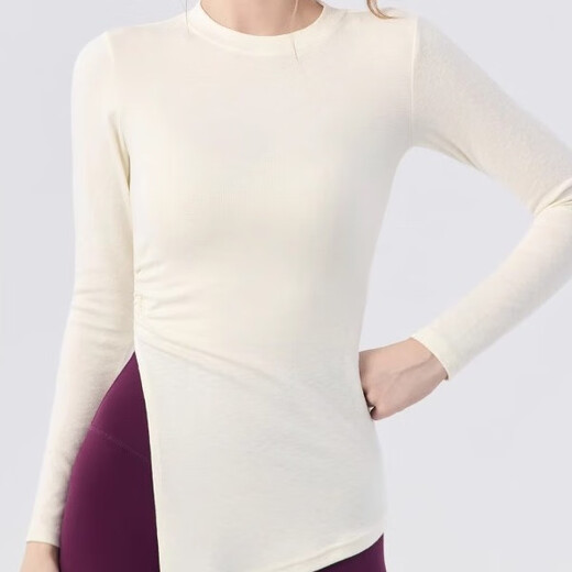 Nude long-sleeved butt-covering yoga wear blouse for women with side slits, loose casual sports Pilates fitness top, bright yellow L