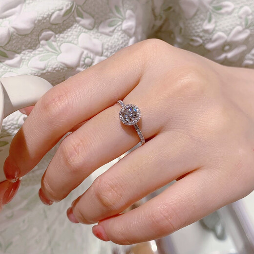 I Do platinum PT950 diamond ring 1 carat classic round cultivated diamond proposal wedding ring commemorative gift for wife classic round 50 point diamond size 8