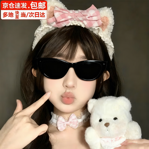 Bai Qixin Headband Sweet and Cute Little Panda Ears Headband Bow Lace Headband Cartoon Face Wash Hair Accessory Bow Bear Headband White