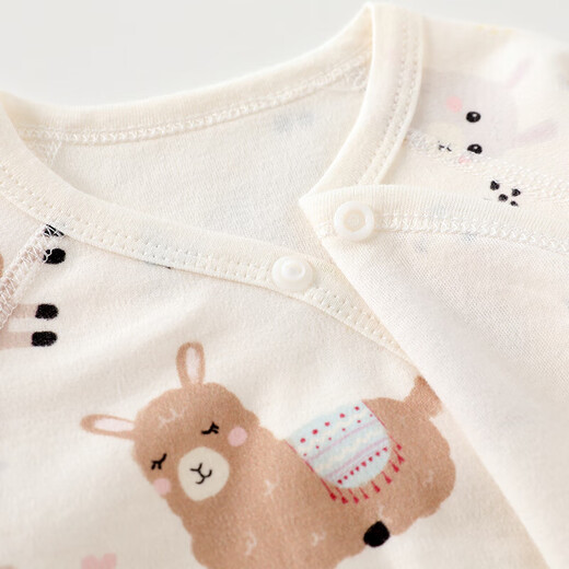 Spring and Autumn Pure Cotton Baby Clothes Newborn Baby Coveralls One-piece Category A Boneless Triangle Harness Coffee Rabbit 52cm