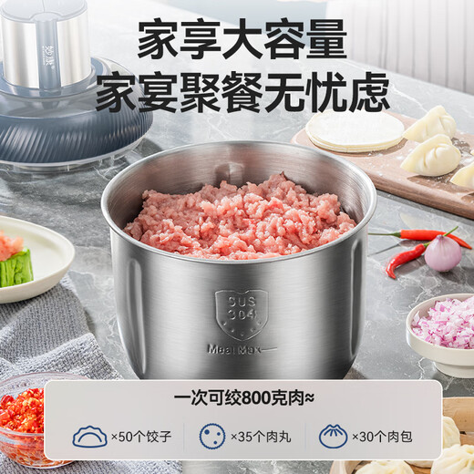Tuojin German imported quality meat grinder household small mixer electric multi-functional fully automatic stuffing grinder dumpling smashing white thickened glass bowl double gear * single knife * anti-meat blocking