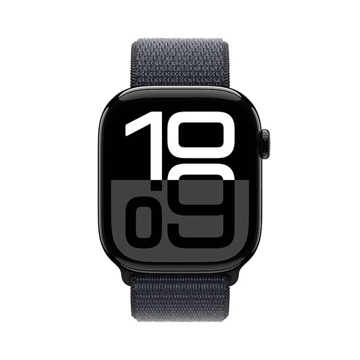 Apple/苹果 Watch Series 10 智能手表蜂窝款46毫米亮黑色铝金属表壳浓墨色回环式运动表带MWYL3CH/B
