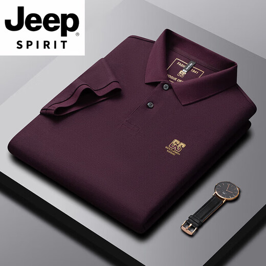 JEEP SPIRIT夏季新款男士短袖POLO.衫刺绣翻领T恤大码休闲百搭半袖男装 6628紫色【主图款】 3XL 56【建议180-195斤】
