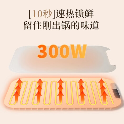 Qiaran Japan ai fresh-locking hot dish warming cutting board placemat foldable smart electric heating 2025 new home heating dish ai fast heating fresh-locking oval gray-67 38cm smart folding 80/120 degrees + partition independent temperature control