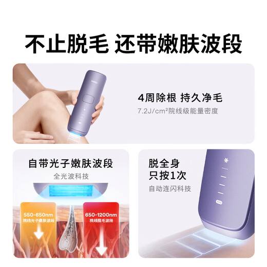 Ulike Air4 Government Subsidy Sapphire Freezing Point Hair Removal Device Women's Shaver Shaver Private Part Beauty Device Men's Gift Birthday Gift for Girlfriend Free 5 Small Scrapers Air4 Crystal Purple-Jingcang Straight Hair