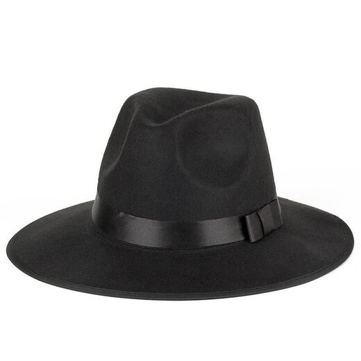 He Jiagong, Xu Wenqiang's same style hat, Shanghai Tang men's hat, Huang Xiaoming's same style big-brimmed jazz hat, stage performance gift, one size fits all, black 2 top clips 1