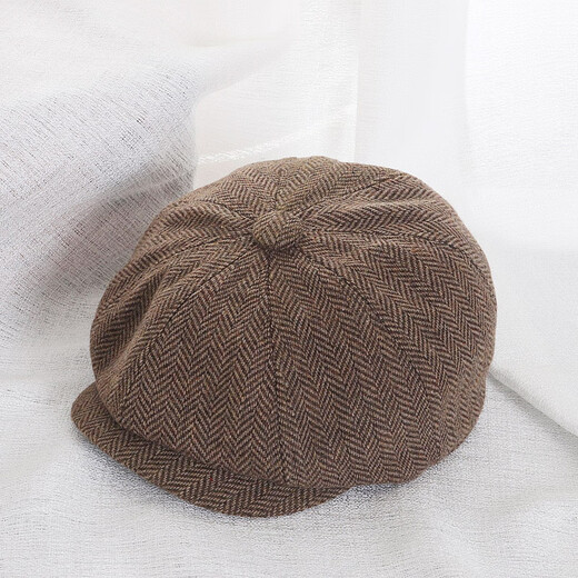 Oxygen Mo Newsboy Hat Children's Advance Hat Boy Woolen Octagonal Hat Girl Painter Baby Brown Beret Parent-Child Brown M 48 Pier Size 46-48C About 1 Year Old x Choose According to Head Circumference