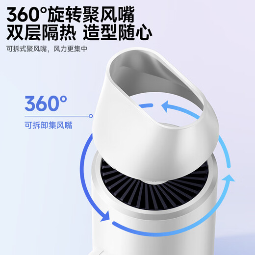 KONKA folding hair dryer, home silent negative ions, high power, no damage to the hair dryer, strong wind, student dormitory, high-speed barber shop, second dry, special birthday gift for women and men, white, standard model, foldable + 60 million negative ions + air nozzle