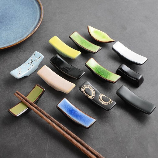 Qinkai Japanese bridge chopstick pillow ceramic household retro chopstick holder kiln tableware chopstick restaurant public chopstick holder matte sushi chopstick holder 10 pieces