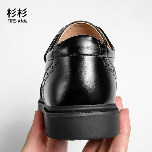 Shanshan Boys Leather Shoes Soft Sole Children's Black British Style Performance Suit Boys Performance Shoes Black 35