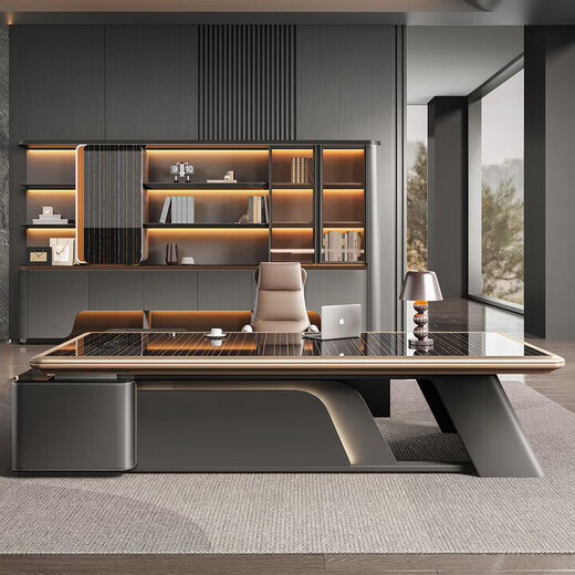 Yaqing Luxury Boss Table Office Desk and Chair Combination Simple Modern Leadership Furniture Managing Director's Office Desk Executive E0 Level Environmentally Friendly 2.0 Meter Luxury Boss Table