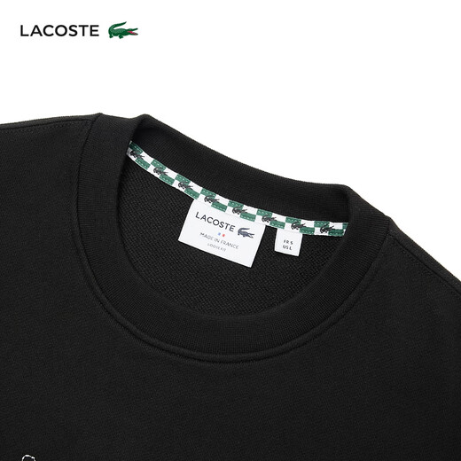 LACOSTE法国鳄鱼男装法国制造宽松版型棉质圆领套头运动卫衣|SH3878 031/黑色 M 4