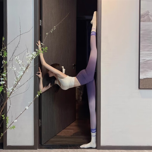 Gradient color nude slimming yoga pants, high waist, tummy control, butt lift, breathable Pilates fitness running sports women, sea salt gray S 80Jin Jin is equal to 0.5kg -100Jin Jin is equal to 0.5kg