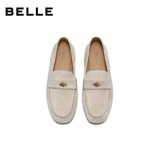 Belle Retro Velvet Sheepskin Loafers Women's 2026 Spring New Lightweight Soft Thin Sole Commuting Shoes B2998AA6 Apricot 36 (230mm)