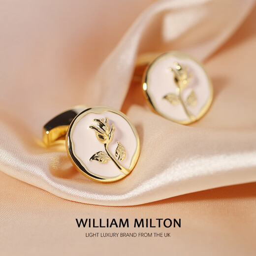 WILLIAM MILTON Declaration of Love Rose Cufflinks Men's Light Luxury Cuff Nails Birthday Wedding Gift Rose Promise Silver