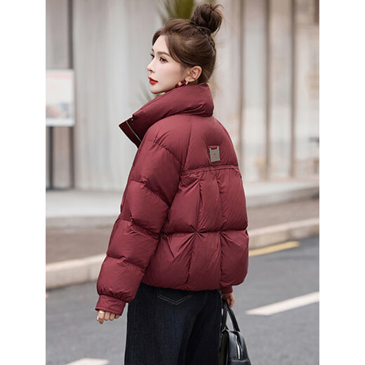 Semir down jacket women's short loose large size 2025 winter fashion high-end small design warm jacket Ankola red M 106-120Jin Jin is equal to 0.5 kg