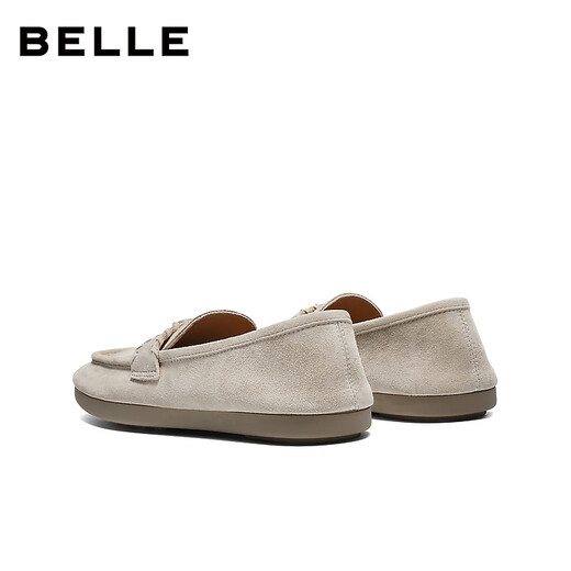 Belle Retro Velvet Sheepskin Loafers Women's 2026 Spring New Lightweight Soft Thin Sole Commuting Shoes B2998AA6 Apricot 36 (230mm)