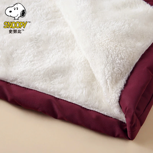 Snoopy (SNOOPY) children's clothing children's fleece jacket boys and girls hooded autumn and winter warm outdoor clothing top dark red 140