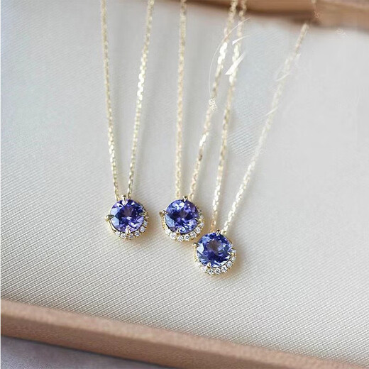 Original <Half Moon> silver-plated necklace blue moon tanzanite silver gold-plated pendant light luxury girl clavicle chain XU0078