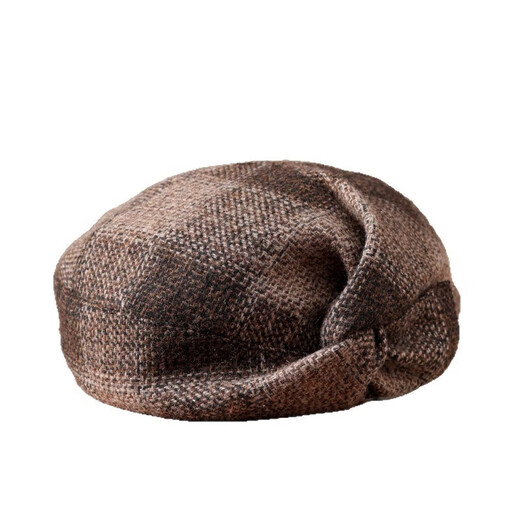 2025 New Buta Autumn and Winter Knotted Hat Woolen Beret Women's British Retro Painter Hat Bere Hat Light Luxury Maillard One Size Adjustable