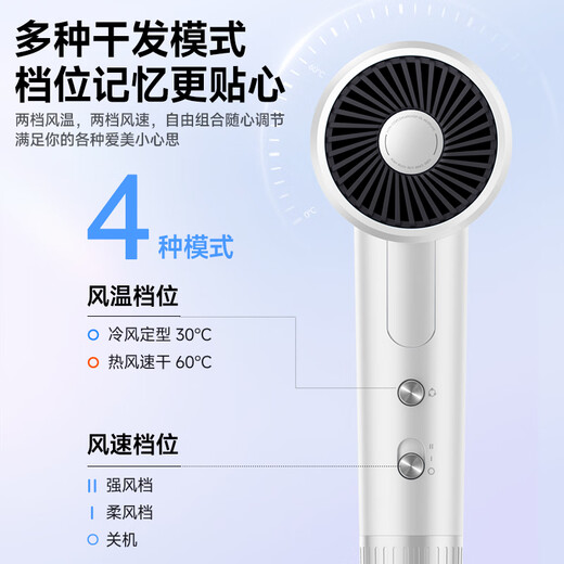KONKA folding hair dryer, home silent negative ions, high power, no damage to the hair dryer, strong wind, student dormitory, high-speed barber shop, second dry, special birthday gift for women and men, white, standard model, foldable + 60 million negative ions + air nozzle