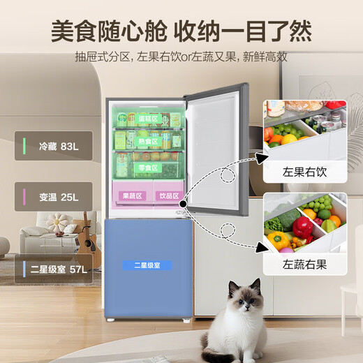 Haier true power saving 165L two-door small refrigerator first-class energy efficiency air-cooled frost-free black gold purification gray HC2-165WGHC2E9S9 national subsidy