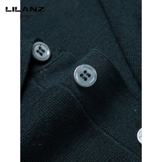 Lilang L machine washable men's worsted woolen sweater lapel 60 count autumn and winter thickened T-shirt ultra-fine high-end POO collar wool gray green thickened 4XL (190)