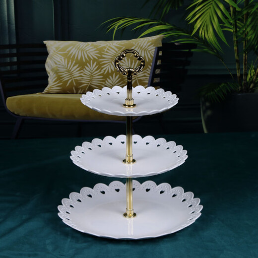 DISID Dessert Table Display Rack Dessert Tea Break Plate Party Plate Multi-layer Fruit Plate Afternoon Tea Plate Plastic 2 Pack White Dessert Display Plate 1