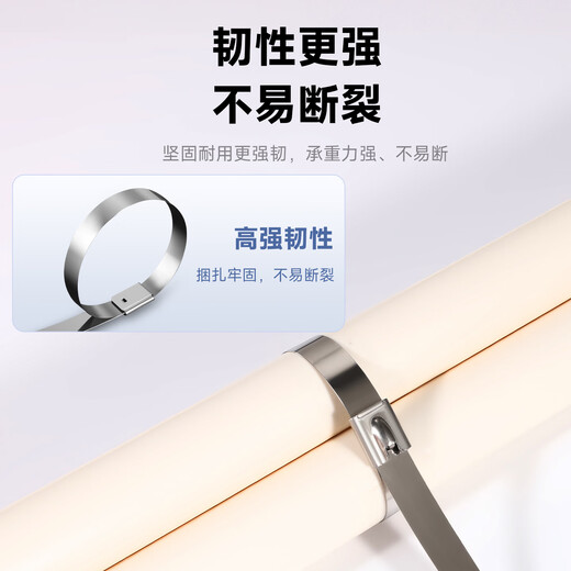 TYO 304 stainless steel cable ties, high strength, cold and high temperature resistant, pipe fixing, stainless steel cable ties, detachable, 4.6mm*350mm-100 pieces