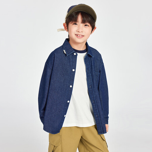 Duojia boys' denim shirts 2026 spring and autumn children's versatile casual long-sleeved tops for older children's seasonal thin coats