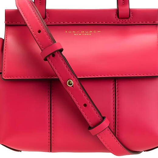 Tory Burch Stitched Leather Handbag Mini Women's Azalea Red Basic Pack (Bag + Dust Bag)