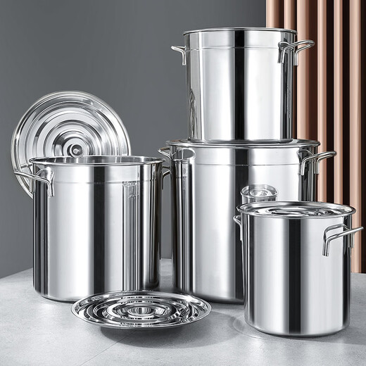 Tuojin imported quality stainless steel barrels from Germany with lids, commercial water barrels, thickened rice barrels, large-capacity oil barrels, household barrels 40*40, extra thick 30T