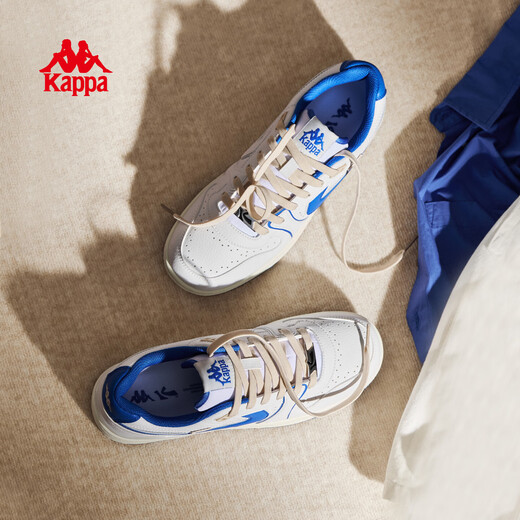 Kappa (Kappa) Women's Shoes Women's 2025 Winter New Thick Soled Height White Shoes Soft Soled Sports Shoes Casual Versatile Couple Shoes Classic White/Mao Yue Blue 39