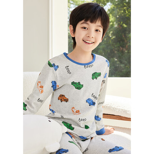 
Red bean children's underwear set pure cotton men and women's middle-aged children's autumn clothes and long pants warm pajamas M1049 Hemp 170