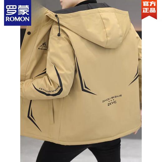 ROMON Мужская куртка с капюшоном, осенне-зимняя рабочая одежда. Красивая теплая модная универсальная повседневная хлопковая куртка 716, черный бархат 2XL 150-165Jin Jin весит 0,5 кг.