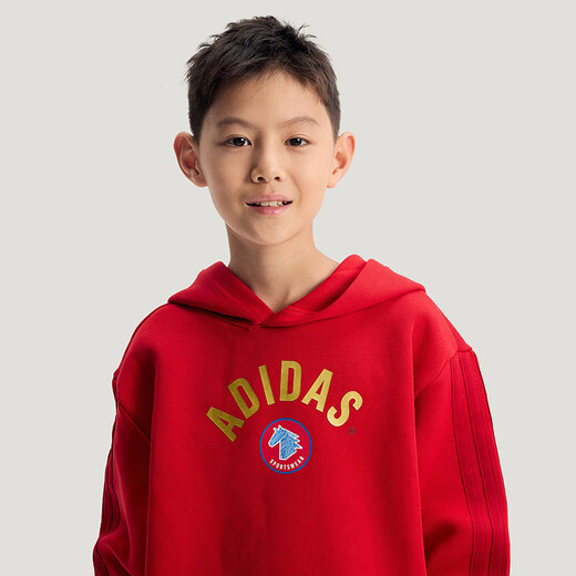 Adidas Children's Clothing 26 Spring and New Year Children's Hooded Red Sweatshirt Men's and Women's Sports Knitted Pullover KG5929