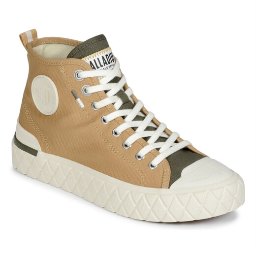 PALLADIUM high-top shoes breathable canvas shoes color matching 2025 spring and autumn new casual sneakers non-slip sneakers versatile student shoes beige 37