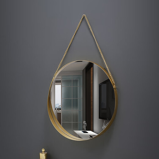 Nordic style iron round wall-mounted mirror bathroom bathroom dormitory mirror wall-mounted washbasin wall-mounted makeup mirror small wall-mounted round mirror gold