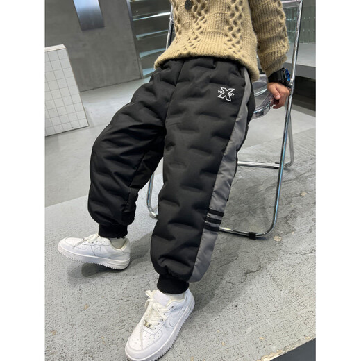 HAL.DUCK boys' down pants 2026 new autumn and winter children's one pair of winter thickened and warm boys' winter big children's cotton pants black 140 cm