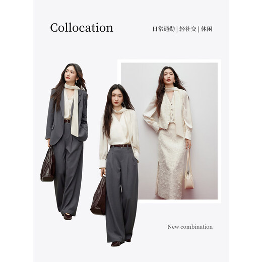 L.WEST French Ribbon Shirt Women's 2026 Spring New Elegant Lace Splicing V-neck Top Beige M 160/84A/M