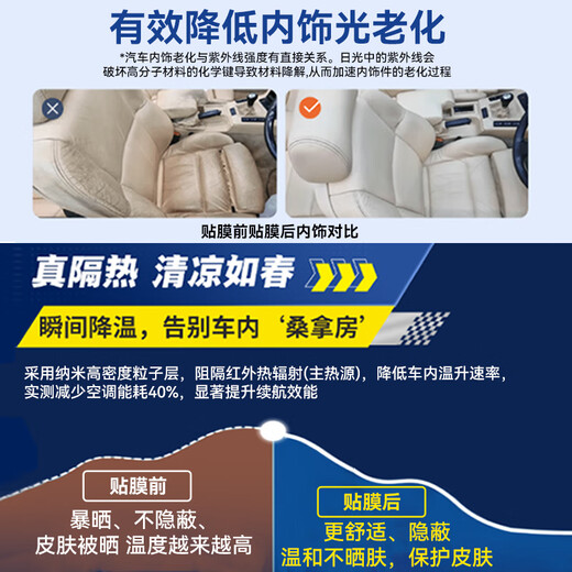 TTS car film 100% anti-UV car film car film solar film insulation film full car film glass film window glass privacy sun protection explosion-proof film including old removal diamond film front high definition + high concealment side rear