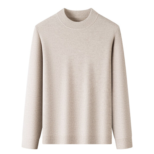 DVW男士羊毛衫秋冬半高领长袖含牦牛绒纯色打底针织老钱风毛衣 高端烟叶棕 M 适合100-120斤	