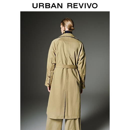 UR Zhong Chuxi's same style 2025 autumn new women's streamer style belt windbreaker jacket UWH150081 Khaki S