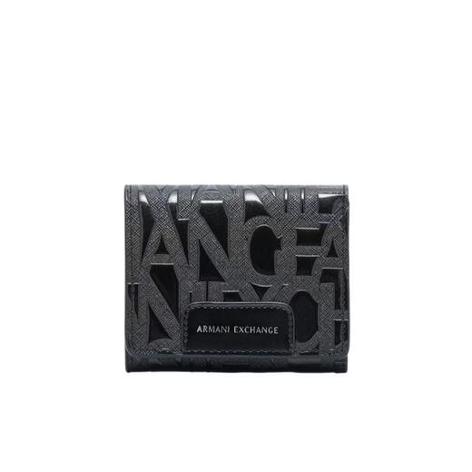 Armani EXCHANGE Women's Logo Wallet Storage Portable Carry Anti-wear Surface Thin Structure Black One Size